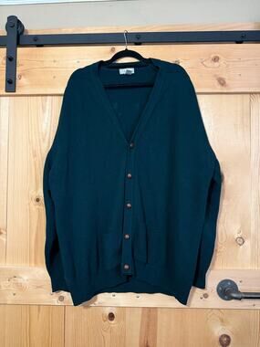 Vintage L.L. Bean Sweater Green 100% Lambswool Cardigan Button XXL Men’s Tall